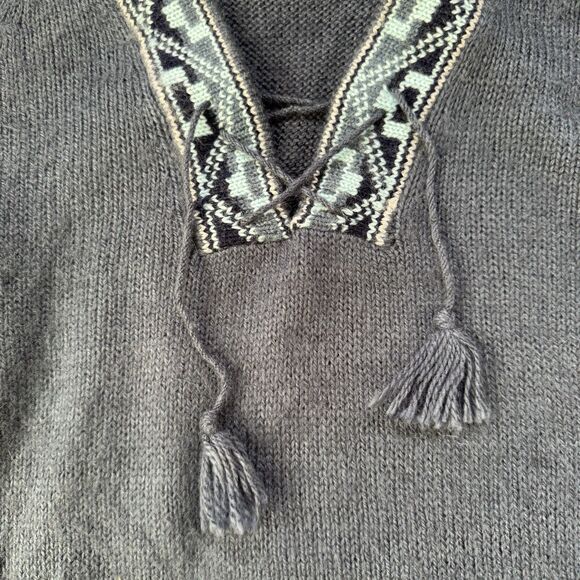 Artisanias El Inca Alpaca Pullover Sweater Women M Peru Knit Tribal Pattern Blue - Picture 4 of 6